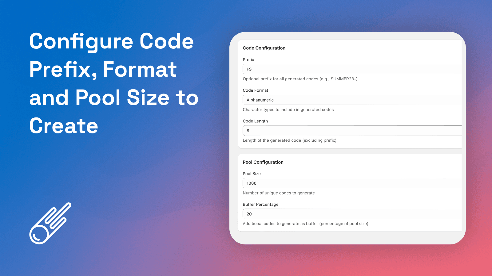 Configuration options for discount codes.